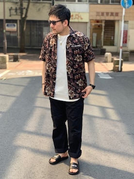 「AVIREX（アヴィレックス）のアイテム（サンダル）」を使った、K.ODAさん（メンズ・178cm）の夏コーディネート