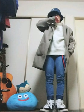 「韓国」｜「アイテム（トレンチコート）」を使った、NNKさん（メンズ・157cm）の冬コーディネート