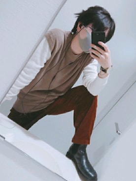 「Daniel Wellington（ダニエルウェリントン）の【Daniel Wellington】レザーバンド３６ＭＭ（アナログ腕時計）」を使った、NNKさん（メンズ・158cm）の秋コーディネート