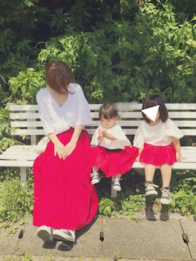 「AS KNOW AS PINKY（アズノゥアズピンキー）のアイテム」を使った、y mamさん（キッズ・100cm）の夏コーディネート
