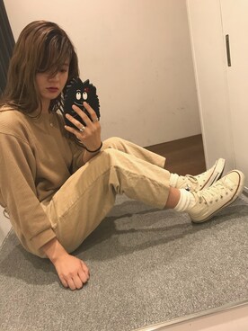 「コードュロイパンツ」｜うかさん（レディース・158cm）の秋コーディネート