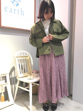 「earth music&ecology（アースミュージックアンドエコロジー）のORiental TRaffic ビットローファー●＊（ローファー）」を使った、めーさん（レディース・158cm）の冬コーディネート