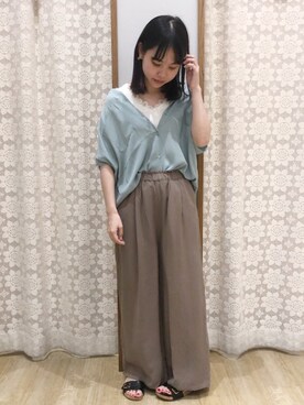 「earth music&ecology（アースミュージックアンドエコロジー）のアイテム（タンクトップ）」を使った、めーさん（レディース・158cm）の夏コーディネート