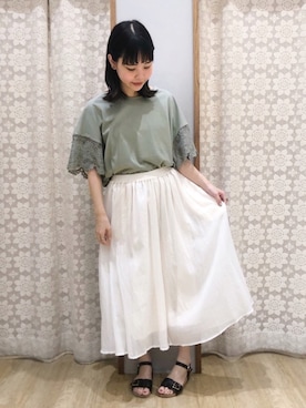 「袖レース」｜めーさん（レディース・158cm）の夏コーディネート