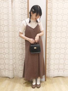 「earth music&ecology（アースミュージックアンドエコロジー）の2wayクロコミニショルダー ＊（ショルダーバッグ）」を使った、めーさん（レディース・158cm）の夏コーディネート