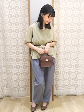 「earth music&ecology（アースミュージックアンドエコロジー）の2wayクロコミニショルダー ＊（ショルダーバッグ）」を使った、めーさん（レディース・158cm）の夏コーディネート
