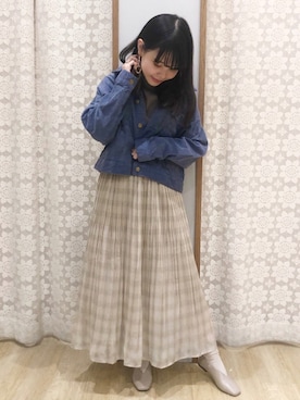 「earth music&ecology（アースミュージックアンドエコロジー）のCOTTON USAコーデュロイ(BIG Gジャン) ＊（ブルゾン）」を使った、めーさん（レディース・158cm）の秋コーディネート