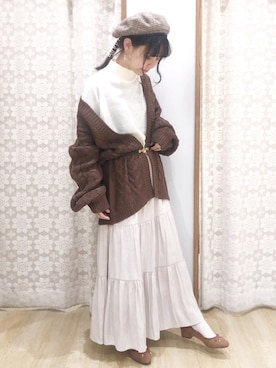 「earth music&ecology（アースミュージックアンドエコロジー）のリバーシブベレー帽 ＊（ハンチング/ベレー帽）」を使った、めーさん（レディース・158cm）の秋コーディネート