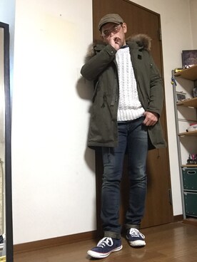 加藤浩志 is wearing VOGUISH "ビッグフードモッズコート"