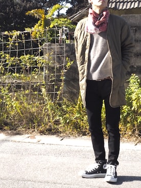 「CONVERSE（コンバース）のCONVERSE (コンバース）　【メンズ・ウイメンズ】オールスターハイ　ALL STAR HI チャックテイラー（スニーカー）」を使った、senna.さん（メンズ・171cm）の冬コーディネート