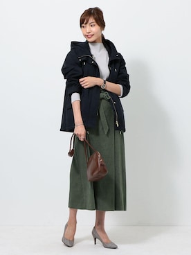 「green label relaxing（グリーンレーベルリラクシング）のアイテム（モッズコート）」を使った、森 美彩さん（レディース・169cm）の夏コーディネート