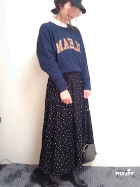 「CHEER CLOSET（チアクローゼット）の【プチプラのあや】ハーフムーンショルダーバッグ（ショルダーバッグ）」を使った、kodommyさん（レディース・153cm）の冬コーディネート