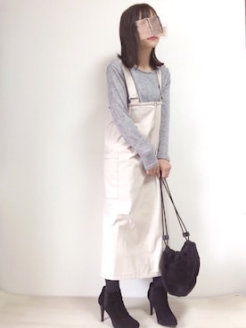 「SpRay（スプレイ）のアイテム（サロペット/オーバーオール）」を使った、kodommyさん（レディース・151cm）の秋コーディネート