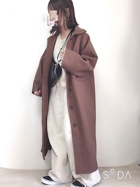 「AMERICAN HOLIC（アメリカンホリック）の【追加生産】太コーデュロイワイドパンツ（その他パンツ）」を使った、kodommyさん（レディース・151cm）の冬コーディネート