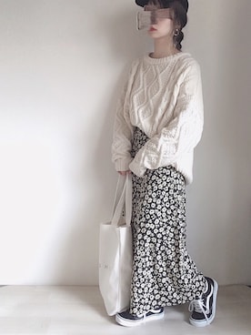 「GRL（グレイル）のケーブル編みニットトップス（ニット/セーター）」を使った、kodommyさん（レディース・151cm）の春コーディネート