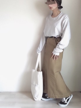 「mystic（ミスティック）のビッグロンT（Tシャツ/カットソー）」を使った、kodommyさん（レディース・151cm）の春コーディネート