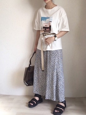 「 Tシャツ」｜kodommyさん（レディース・151cm）の夏コーディネート