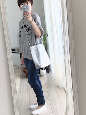 「cava cava（サヴァサヴァ）のアイテム（スリッポン）」を使った、jemilemoさん（レディース・153cm）の夏コーディネート
