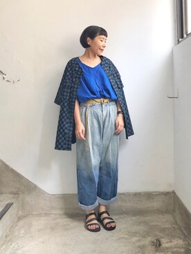 「wisdom（ウィズダム）のアイテム（トップス）」を使った、Eveyさん（レディース・153cm）の夏コーディネート
