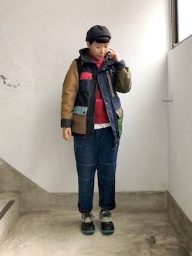 「grn（ジーアールエヌ）のアイテム（ジャケット/アウター）」を使った、Eveyさん（レディース・153cm）の冬コーディネート