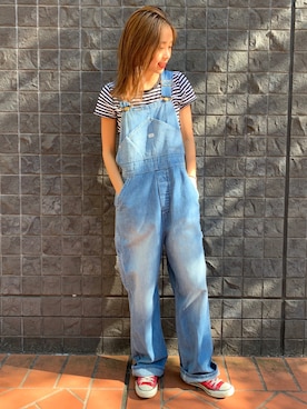 「アイテム（サロペット/オーバーオール）」を使った、motomiさん（レディース・164cm）の秋コーディネート