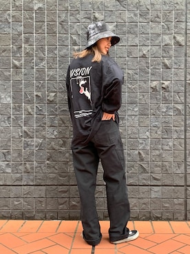 「VANS（バンズ）のVANS ヴァンズ OLD SKOOL DX オールドスクール DX V36CL+ BLACK（スニーカー）」を使った、motomiさん（レディース・164cm）の秋コーディネート