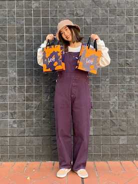 「アイテム（オールインワン・サロペット）」を使った、motomiさん（レディース・164cm）の秋コーディネート