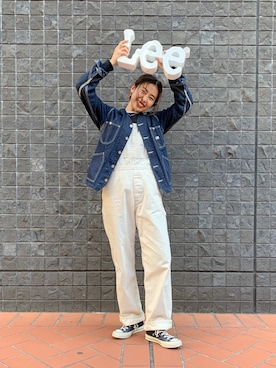 「ノーカラージャケット」｜「アイテム（オールインワン・サロペット）」を使った、motomiさん（レディース・164cm）の冬コーディネート