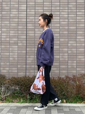 「Lee（リー）のアイテム（その他パンツ）」を使った、motomiさん（レディース・164cm）の冬コーディネート