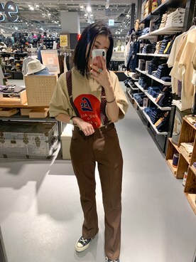 「Wrangler」｜「アイテム（スウェット）」を使った、motomiさん（レディース・164cm）の春コーディネート