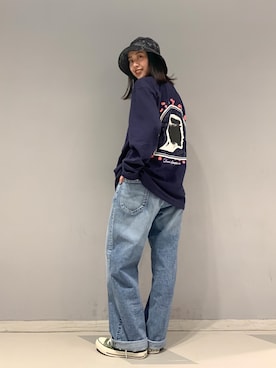 「EDWIN（エドウィン）のアイテム（トップス）」を使った、motomiさん（レディース・164cm）の春コーディネート