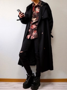 「KUUUPY」｜「アイテム（トレンチコート）」を使った、HAL. さん（メンズ・173cm）の秋コーディネート