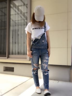 「Rodeo Crowns（ロデオクラウンズ）のアイテム（サロペット/オーバーオール）」を使った、mさん（レディース・161cm）の春コーディネート