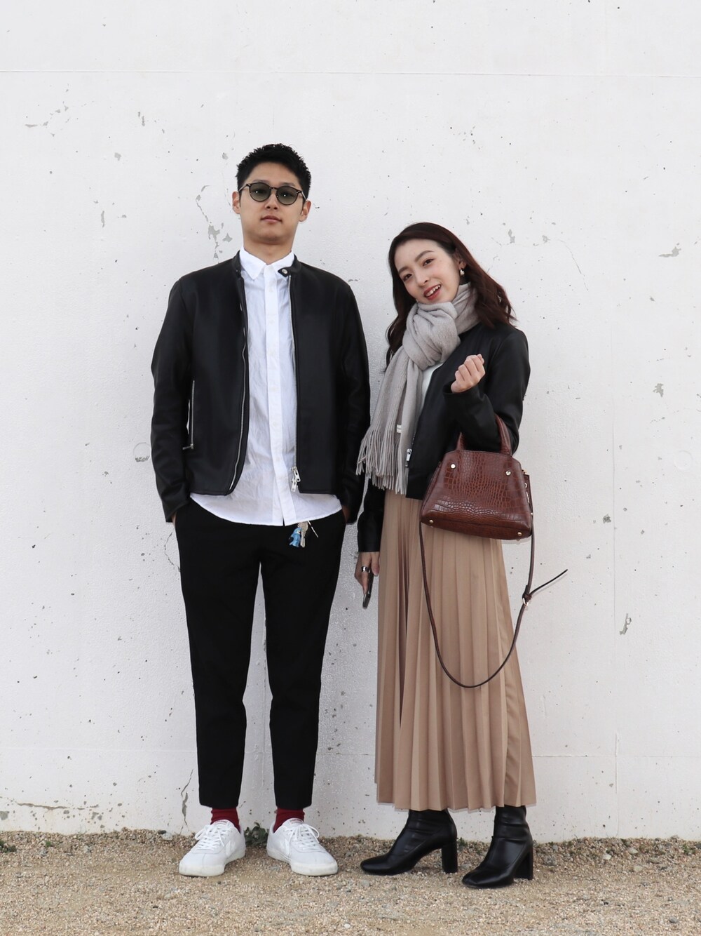 「リンクコーデ、休日スタイル、ZARA、ローリーズファーム(LOWRYS FARM)、UNIQLO、Ray BEAMS、BCSTOCK」｜「Ray BEAMSのアイテム（マフラー、グレー系）」を使った、kanaeさん（レディース・153cm）の春コーディネートの1枚目の写真