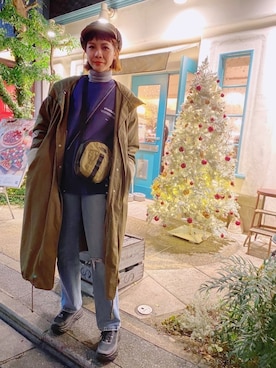 「ハイウエストデニム」｜「アイテム（その他アウター）」を使った、Mirandaさん（レディース・166cm）の冬コーディネート