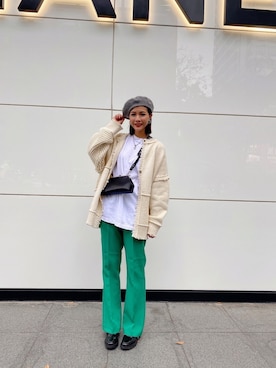 「日系极简」｜「アイテム（スラックス）」を使った、Mirandaさん（レディース・167cm）の冬コーディネート