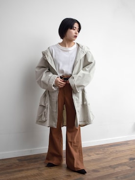 「アイテム（ミリタリージャケット）」を使った、CHIROさん（レディース・150cm）の春コーディネート