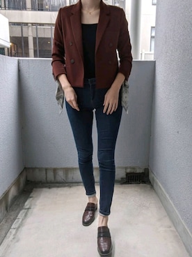 「アイテム（タンクトップ）」を使った、mmaaammiiiさん（レディース・168cm・20代）の秋コーディネート