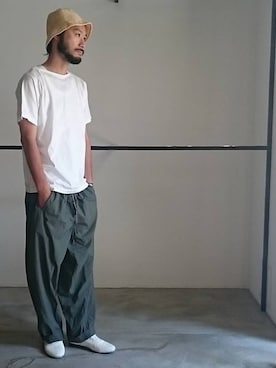 「RAINMAKER（レインメーカー）のアイテム（シューズ）」を使った、濱ノ上さん（メンズ・181cm）の夏コーディネート