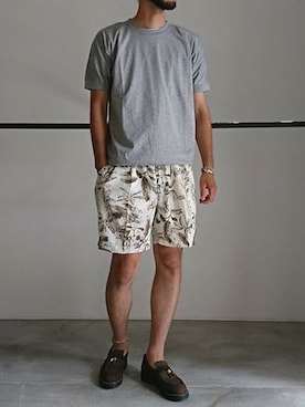 「RAINMAKER（レインメーカー）のアイテム（シューズ）」を使った、濱ノ上さん（メンズ・181cm）の夏コーディネート