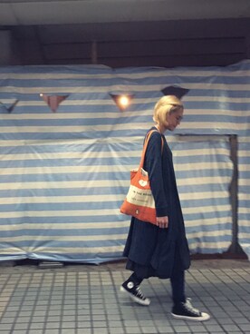 「MONKI（モンキ）のアイテム（ピーコート）」を使った、JWさん（レディース・170cm）の春コーディネート