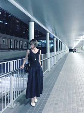 「MUJI」｜「アイテム（バレエシューズ）」を使った、JWさん（レディース・170cm）の夏コーディネート