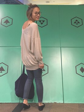 「MUJI」｜「アイテム（バレエシューズ）」を使った、JWさん（レディース・170cm）の秋コーディネート