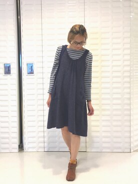 「blue」｜「アイテム（カーディガン/ボレロ）」を使った、JWさん（レディース・170cm）の秋コーディネート
