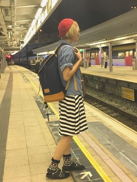 「MUJI」｜「アイテム（デニムジャケット）」を使った、JWさん（レディース・170cm）の秋コーディネート