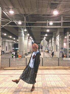「コート」｜「アイテム（スタジャン）」を使った、JWさん（レディース・170cm）の冬コーディネート