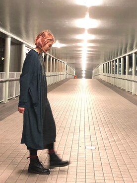 「MONKI（モンキ）のアイテム（ピーコート）」を使った、JWさん（レディース・170cm）の冬コーディネート