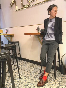 「赤ちゃん」｜「アイテム（チェスターコート）」を使った、JWさん（レディース・170cm）の春コーディネート