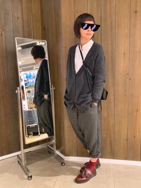「MUJI」｜「アイテム（ノーカラージャケット）」を使った、JWさん（レディース・170cm）の春コーディネート