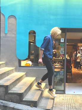 「無印良品（ムジルシリョウヒン）のアイテム（デニムジャケット）」を使った、JWさん（レディース・170cm）の冬コーディネート